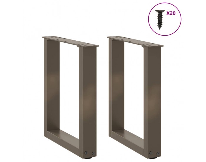 Sonata H Крака за масичка за кафе, U-образни, 2 бр., естествена стомана, 38 x (42-43) см, стомана
