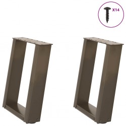 Sonata H Крака за масичка за кафе, U-образни, 2 бр., естествена стомана, 38 x (42-43) см, стомана - Piese pentru mese