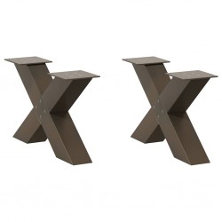 Sonata H Крака за масичка за кафе, X-образни, 2 бр., естествена стомана, 60 x (30-31) см, стомана - Piese pentru mese
