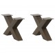 Sonata H Крака за масичка за кафе, X-образни, 2 бр., естествена стомана, 60 x (30-31) см, стомана