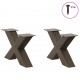 Sonata H Крака за масичка за кафе, X-образни, 2 бр., естествена стомана, 60 x (30-31) см, стомана