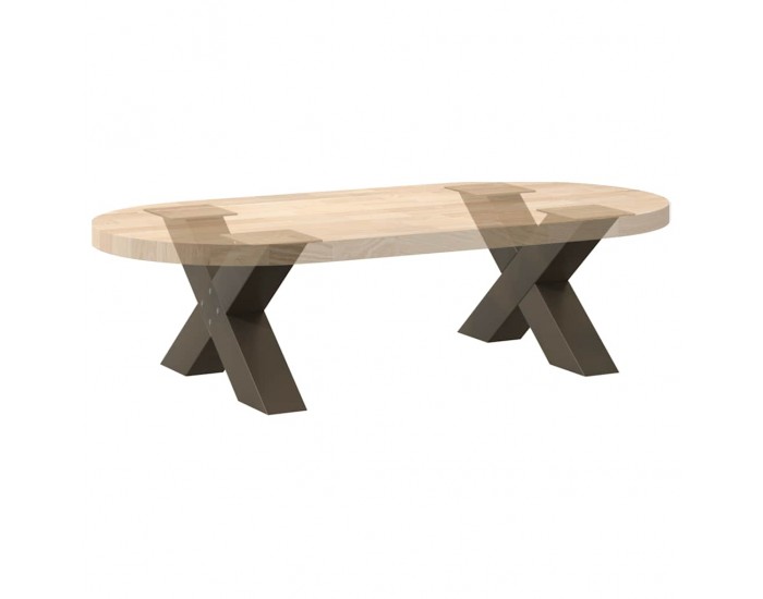 Sonata H Крака за масичка за кафе, X-образни, 2 бр., естествена стомана, 60 x (30-31) см, стомана