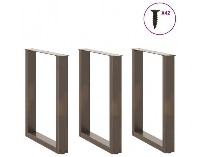 Sonata H Крака за трапезна маса, U-образни, 3 бр., естествена стомана, 70 x (72-73) см, стомана