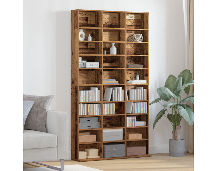 Sonata H CD шкаф - Старо дърво - 101x23x177.5 см - Конструирано дърво