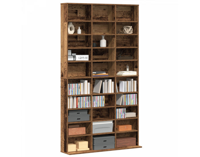 Sonata H CD шкаф - Старо дърво - 101x23x177.5 см - Конструирано дърво