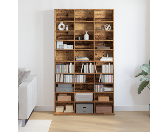 Sonata H CD шкаф - Старо дърво - 101x23x177.5 см - Конструирано дърво