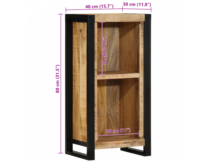 Sonata H Нощно шкафче 40x30x80 см Солидно дърво Грубо манго