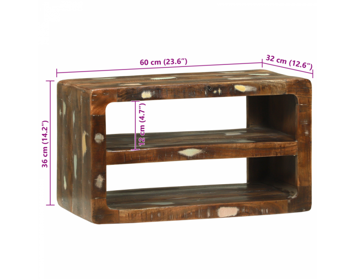 Sonata H TV шкаф 60x32x36 см Масивна дървесина регенерирана