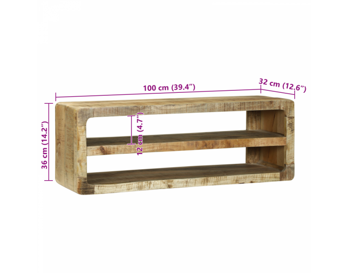 Sonata H ТВ шкаф 100x32x36 см от масивно мангово дърво