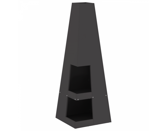 Sonata H Огнище с държач за дърва Черно 35x35x100 см Стомана
