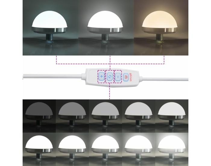 Sonata H Комплект огледало с LED и тоалетна маса от 2 части, бетонно сиво, инженерна дървесина