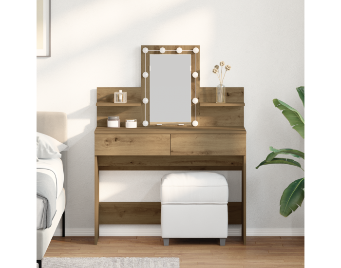Sonata H Тоалетна маса с LED изкуствен дъб 100x40x130 см