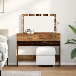 Sonata H Тоалетка с LED стара дървесина 100x40x120 см - Măsuțe de toaletă și oglinzi