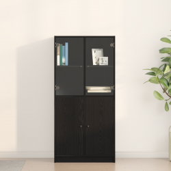Sonata H Висок шкаф с врати Черен дъб 68x37x142 см Инженерна дървесина - Corpuri, vitrine, biblioteci modulare