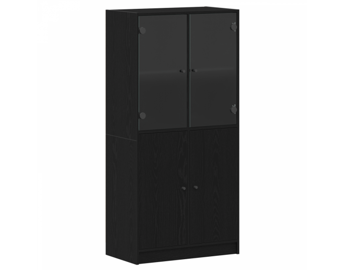 Sonata H Висок шкаф с врати Черен дъб 68x37x142 см Инженерна дървесина