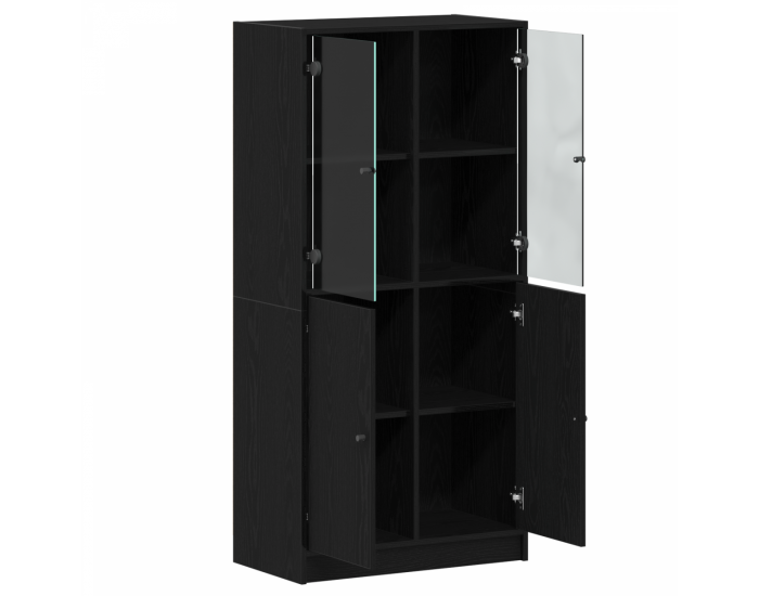 Sonata H Висок шкаф с врати Черен дъб 68x37x142 см Инженерна дървесина