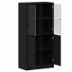 Sonata H Висок шкаф с врати Черен дъб 68x37x142 см Инженерна дървесина