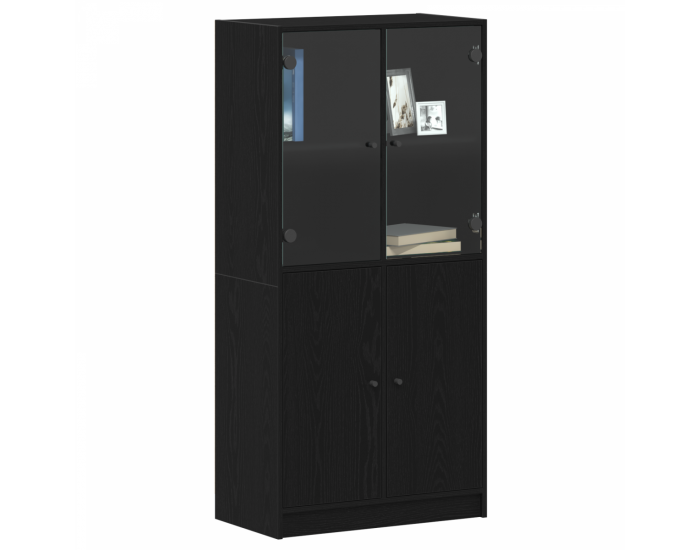 Sonata H Висок шкаф с врати Черен дъб 68x37x142 см Инженерна дървесина