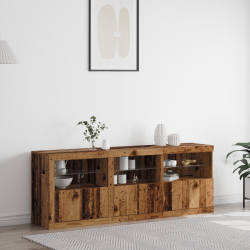 Sonata H Шкаф с LED светлини Старо дърво 181.5x37x67 см Конструирано дърво - Corpuri, vitrine, biblioteci modulare