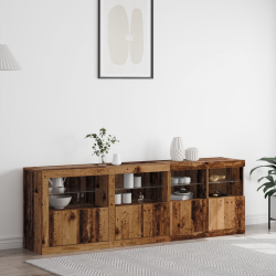Sonata H Съхранение с LED лампи старо дърво 202x37x67 см - Corpuri, vitrine, biblioteci modulare