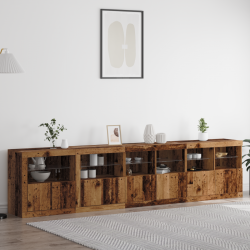 Sonata H страничен шкаф с LED лампи старо дърво 283x37x67 см изкуствено дърво - Corpuri, vitrine, biblioteci modulare