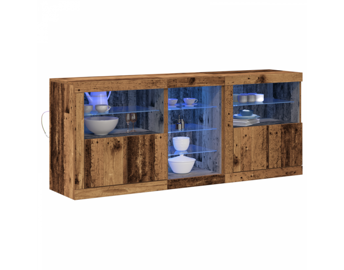Sonata H Бюфет с LED светлини Стара дървесина 162 x 37 x 67 см