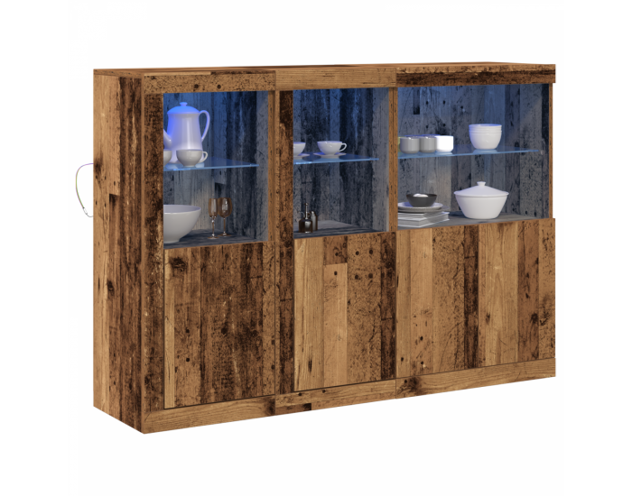Sonata H Страничен шкаф с LED осветление Стара дървесина 142.5x37x100 см
