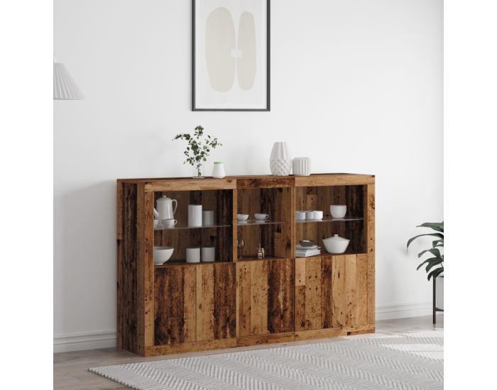 Sonata H Конзола с LED Осветление Стара Дървесина 162x37x100 см