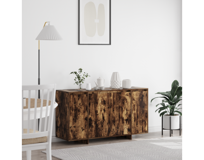 Sonata H Опушен дъбов страничен шкаф Опушен дъб Дърво 135 x 41 x 75 см