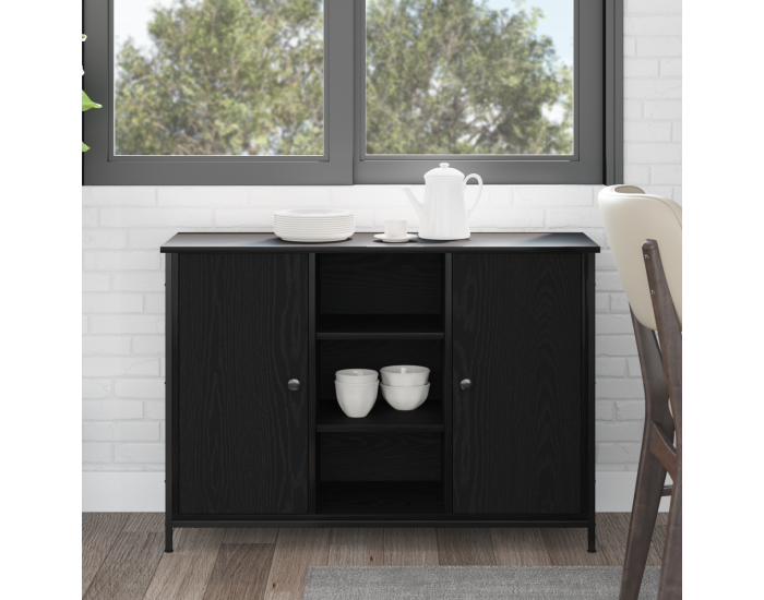Sonata H Бюфет Черен дъб 100x35x70 см Инженерна дървесина и стомана