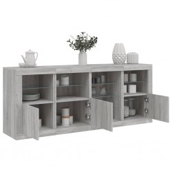 Sonata H Сайдборд с LED светлини, сив сонома, 164x37x67 см - Corpuri, vitrine, biblioteci modulare