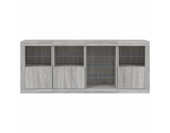 Sonata H Сайдборд с LED светлини, сив сонома, 164x37x67 см