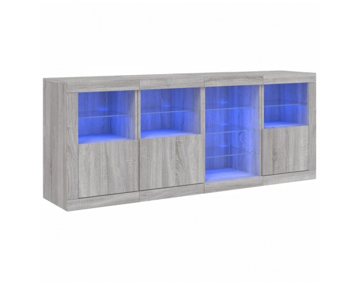 Sonata H Сайдборд с LED светлини, сив сонома, 164x37x67 см