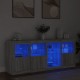 Sonata H Сайдборд с LED светлини, сив сонома, 164x37x67 см