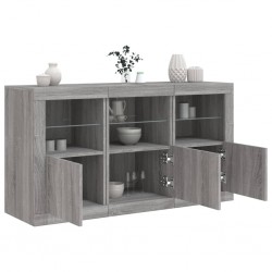 Sonata H Сайдборд с LED светлини, сив сонома, 123x37x67 см - Corpuri, vitrine, biblioteci modulare