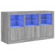 Sonata H Сайдборд с LED светлини, сив сонома, 123x37x67 см