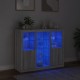 Sonata H Сайдборди с LED осветление, 3 бр, сив сонома, инженерно дърво