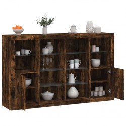 Sonata H Сайдборди с LED осветление, 3 бр, опушен дъб, инженерно дърво - Corpuri, vitrine, biblioteci modulare