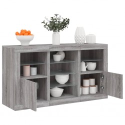 Sonata H Сайдборд с LED светлини, сив сонома, 123x37x67 см - Corpuri, vitrine, biblioteci modulare
