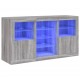 Sonata H Сайдборд с LED светлини, сив сонома, 123x37x67 см