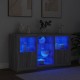 Sonata H Сайдборд с LED светлини, сив сонома, 123x37x67 см