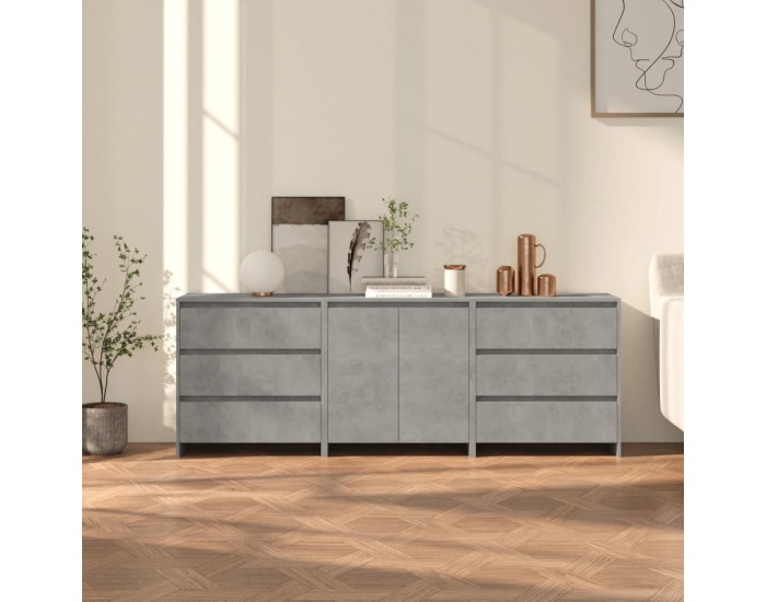 Sonata H Бюфети, 3 бр, бетонно сиво, инженерна дървесина