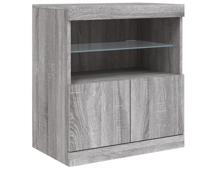 Sonata H Сайдборд с LED светлини, сив сонома, 142,5x37x67 см