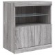 Sonata H Сайдборд с LED светлини, сив сонома, 142,5x37x67 см