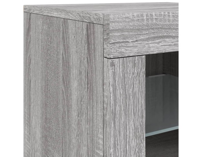 Sonata H Сайдборд с LED светлини, сив сонома, 142,5x37x67 см