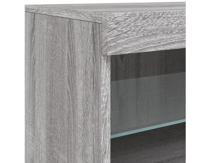 Sonata H Сайдборд с LED светлини, сив сонома, 142,5x37x67 см