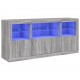 Sonata H Сайдборд с LED светлини, сив сонома, 142,5x37x67 см