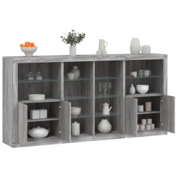 Sonata H Сайдборд с LED светлини, сив сонома, 202x37x100 см - Corpuri, vitrine, biblioteci modulare