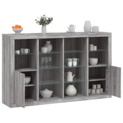 Sonata H Сайдборди с LED осветление, 3 бр, сив сонома, инженерно дърво - Corpuri, vitrine, biblioteci modulare