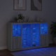 Sonata H Сайдборди с LED осветление, 3 бр, сив сонома, инженерно дърво